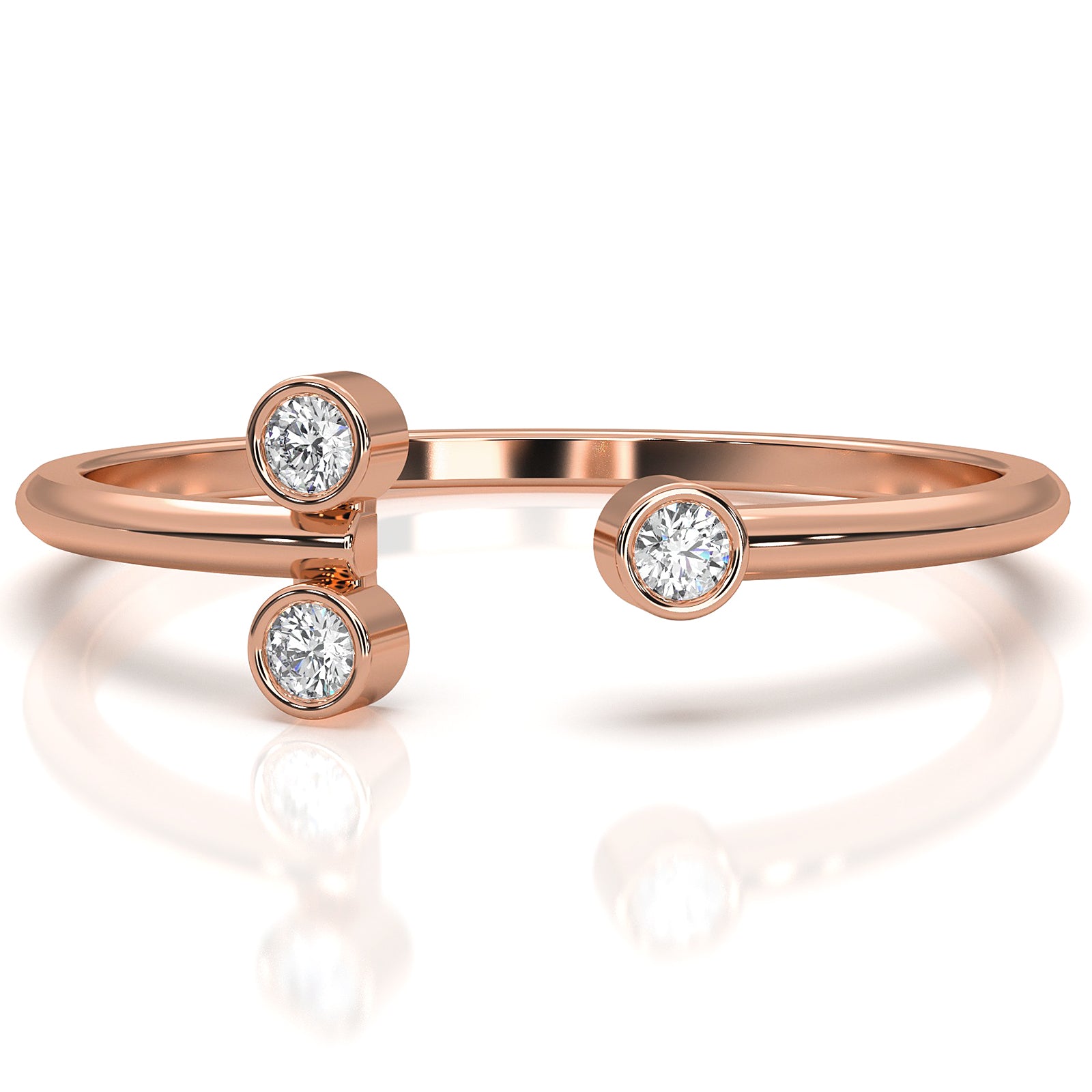 Alternating Open Cuff Round Lab Diamond Bezel Set Anniversary Ring 0.05ctw.